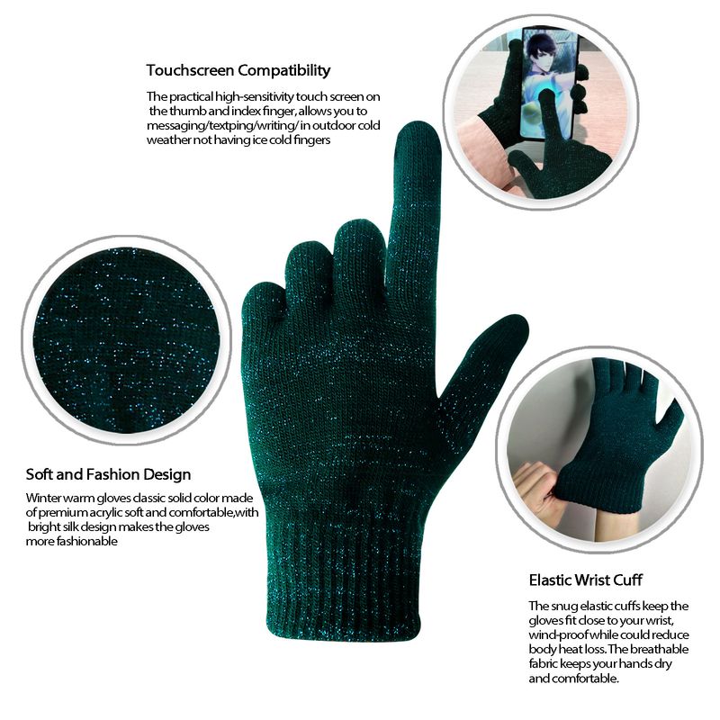 2024 Autumn/Winter Deep Green Touchable Soft, Fashionable, Warm, Finger to Full Finger, Daily Commuting Magic Gloves,_voghion.com