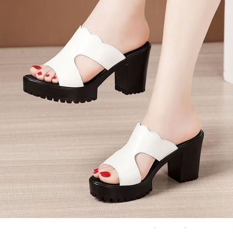 Sandalias de verano de una sola línea con suela nueva, tacón grueso y punta abierta, versión coreana, de una sola línea, zapatos de playa para mujer._voghion.com