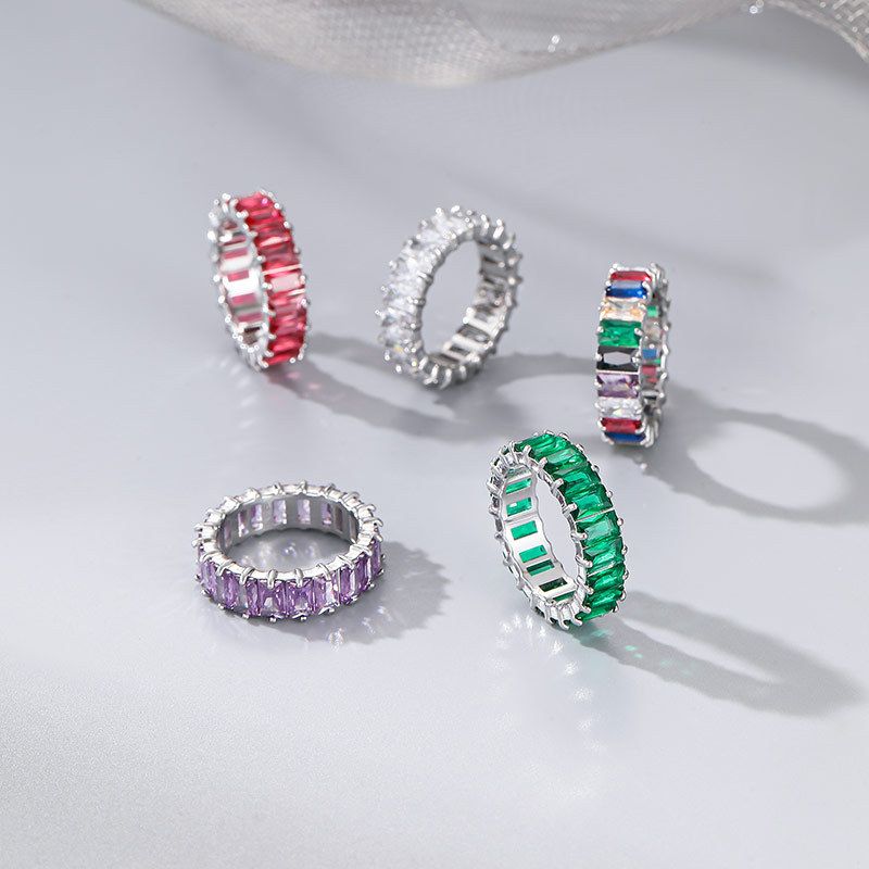 Neuer Stil Diamantbesetzter Schmuck Leichte Nische Farben Persönlichkeit Mode Internet Promi Geometrischer Ring_voghion.com