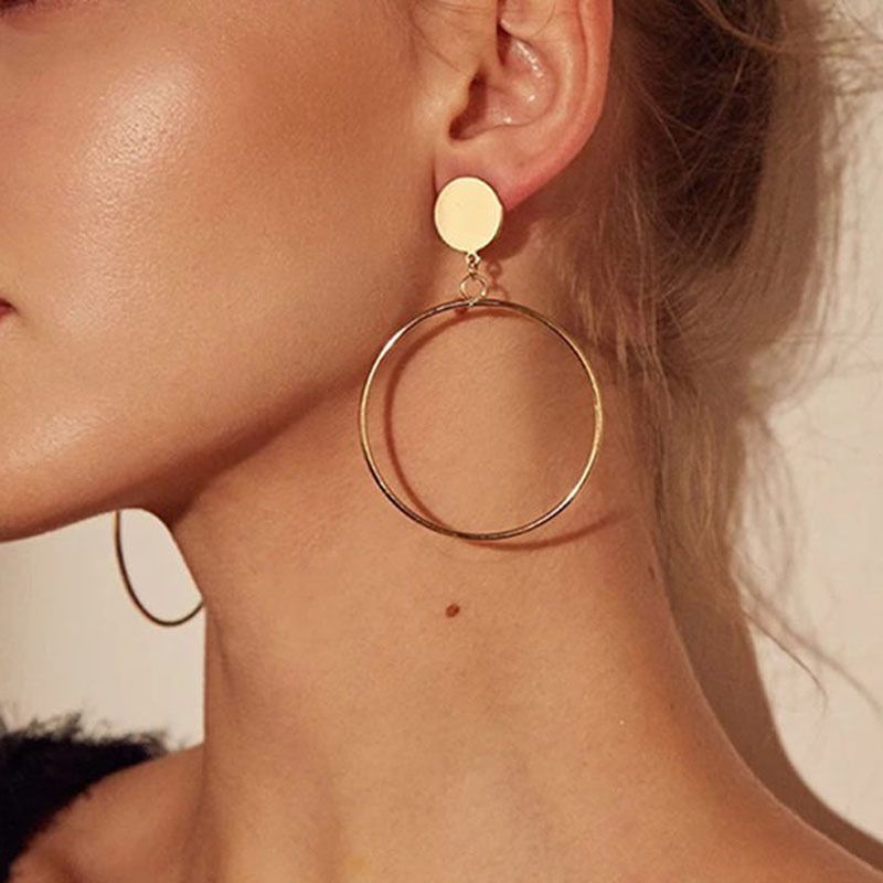 Mode übertrieben Schmuck Mode Persönlichkeit runden Metall Anhänger Ohrring Ohrring_voghion.com