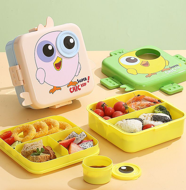 Scatola per il pranzo per bambini dei cartoni animati, studenti, con scomparto per il cibo, scatola per il pranzo con riscaldamento a microonde, scatola per il pranzo in plastica all'ingrosso_voghion.com