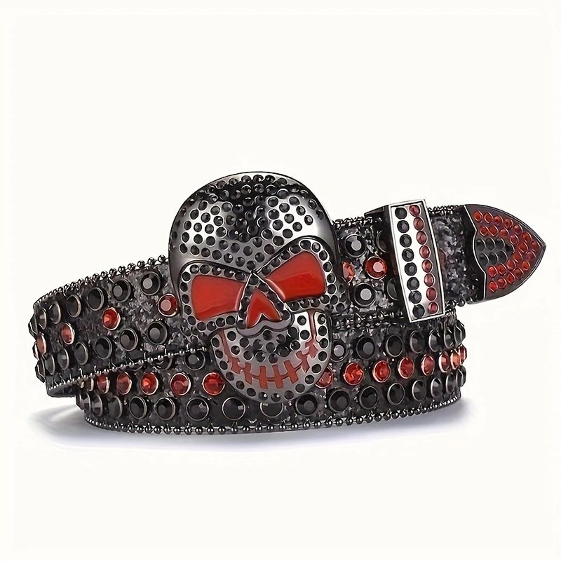 Curea gotică cu craniu, în stil punk, la modă și personalizată, pentru fete, cu cap unic și nituri, cu diamant de apă_voghion.com