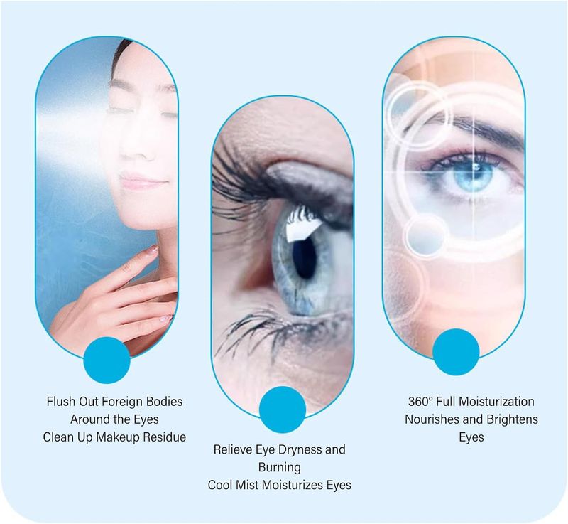 Dispositivo de hidratação ocular Pulverizador ocular recarregável para aliviar olhos secos e hidratar o rosto, compressa quente portátil - Branco_voghion.com