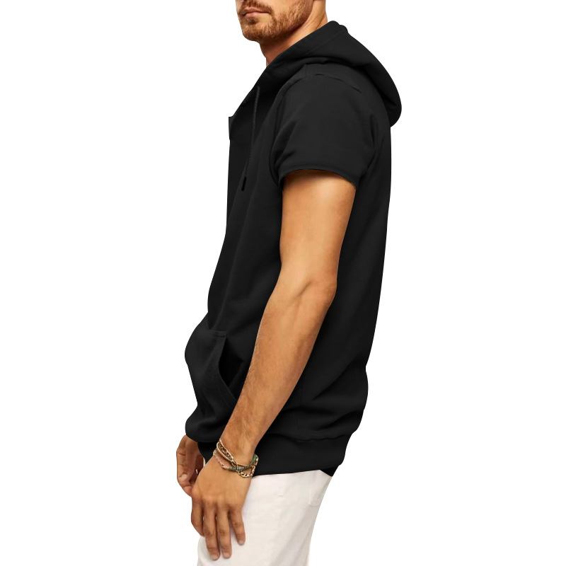 2023 New Large Sport Casual Sleeveless Men's Hooded Vest Loose Short Sleeve Sweetheart_voghion.com