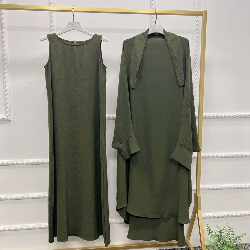 Verve Abaya Vêtements pour femmes musulmanes Dubaï Turquie Robe à manches chauve-souris Robe intérieure Ensemble deux pièces_voghion.com