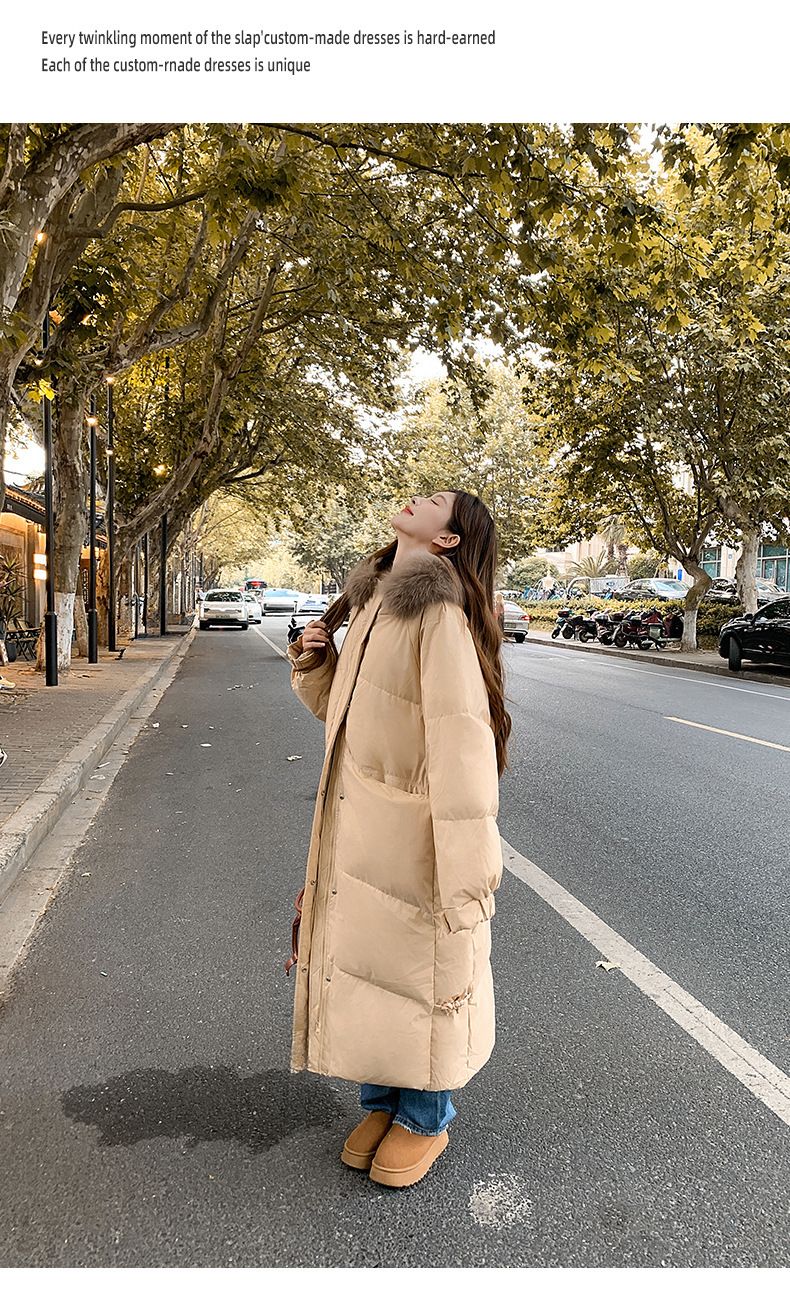 Piumino lungo invernale da donna con cappuccio staccabile in pelliccia sintetica, giacca parka calda oversize per il freddo, poliestere resistente all'acqua_voghion.com