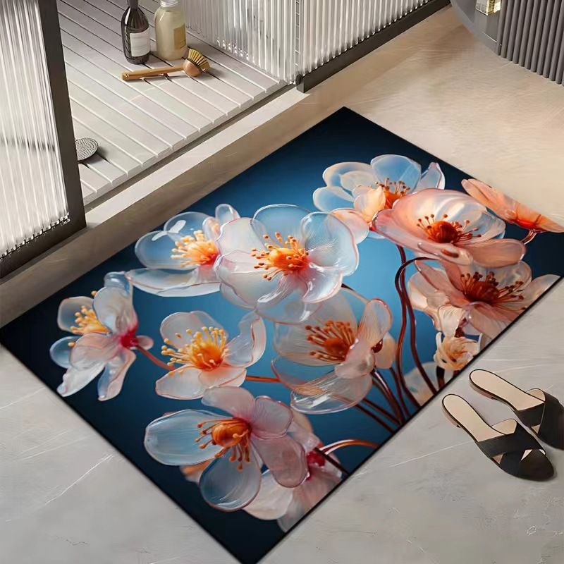 Home Garden Three Dimensional Flower Bathroom Toilet Door Quick Drying Carpet Diatom Mud Water Absorbing Non Slip Dirt Resistant Floor Mat_voghion.com