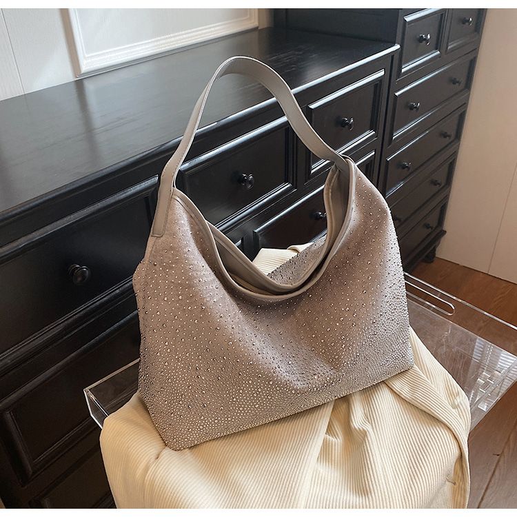 Borsa sottobraccio da donna, autunno e inverno, nuovo stile, tracolla singola, alla moda, con rivetti, grande capacità, borsa a secchiello per il tempo libero_voghion.com