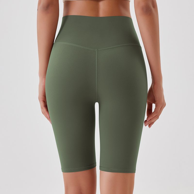 Women's Clothing double-sided brushed yoga shorts without embarrassing lines, buttocks lifting and abdominal control sports running fitness pants_voghion.com