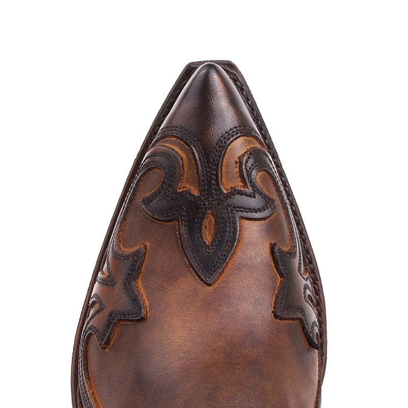 Stivali da cowboy western con tacco alto e punta spazzolata, unisex, stivali a metà polpaccio_voghion.com