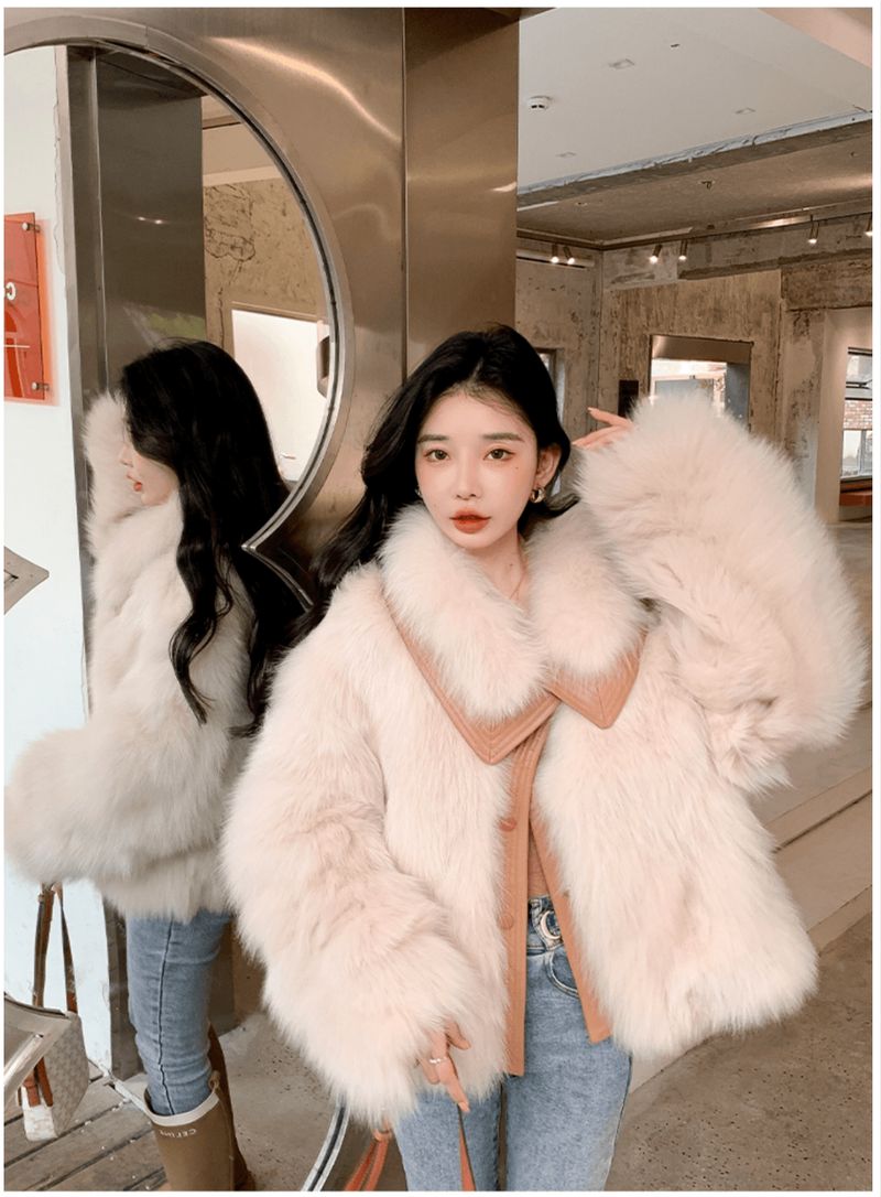 Lekki luksusowy koreański styl dla kobiet zimowy nowy polarowy gruby płaszcz futrzany puszysty stylowy ekologiczny modny_voghion.com