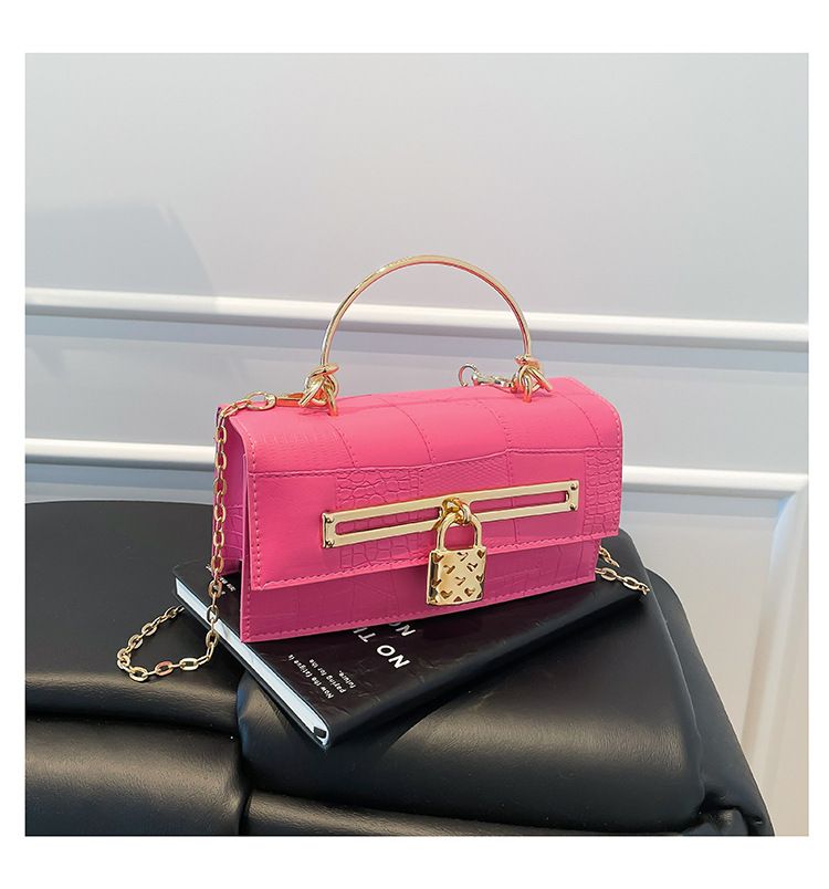 Women's Stylish And Versatile Small Square Shoulder Bag - Crossbody & Handheld For Daily Use, PU Leather With Alligator Texture, Magnetic Closure_voghion.com