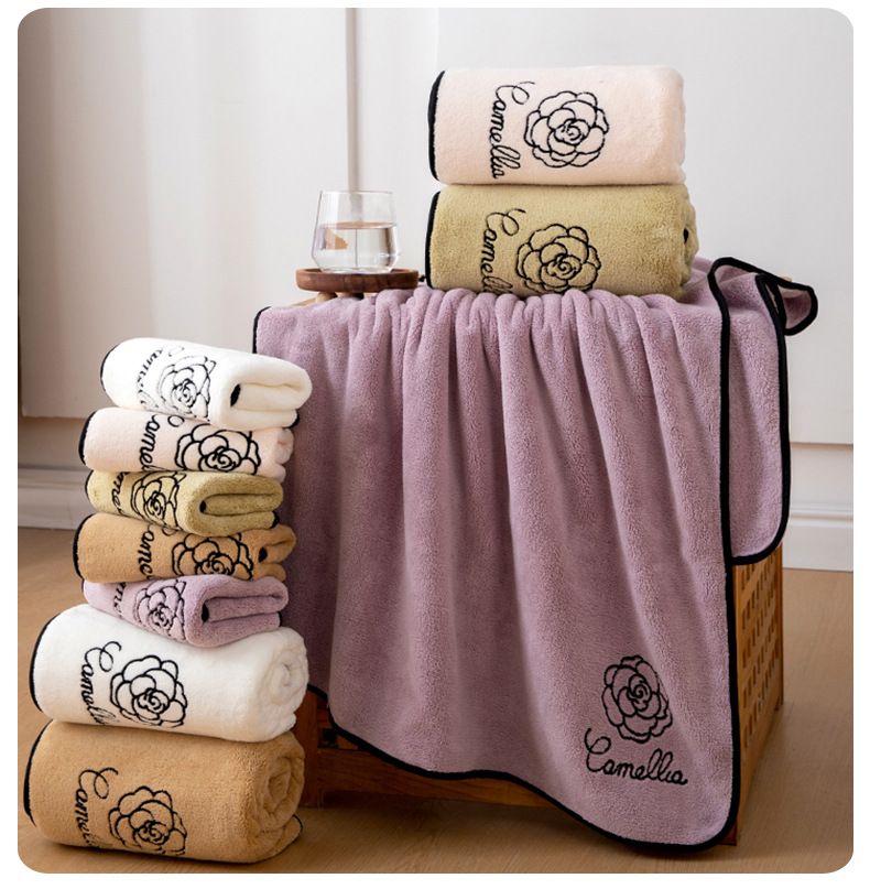 Camellia Coral Fleece Badhanddoek - Extra Groot & Dik, Zacht, Absorberend, Voor Hotel, B&B & Thuis_voghion.com