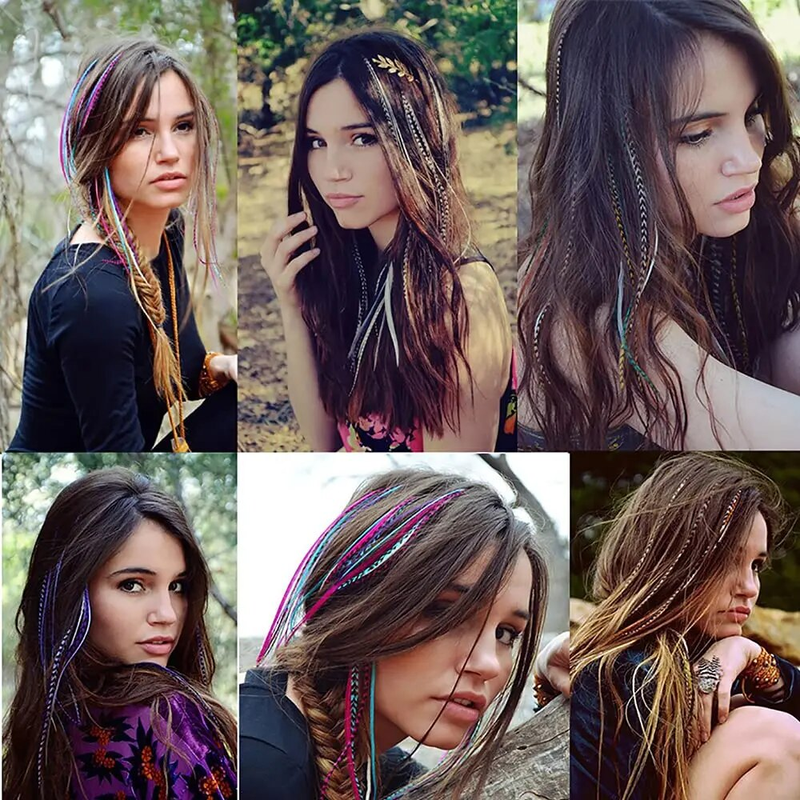 Extension di piume, fili sintetici colorati di piume finte negli accessori per capelli per extension per parrucchino da donna_voghion.com