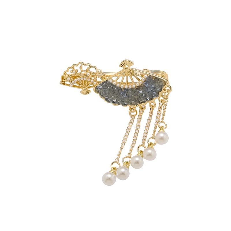 Forcina per capelli con frange a forma di ventaglio di cristallo da donna, 2025, nuovo temperamento, frangia laterale, moda fronte spezzata, fermaglio a becco d'anatra_voghion.com