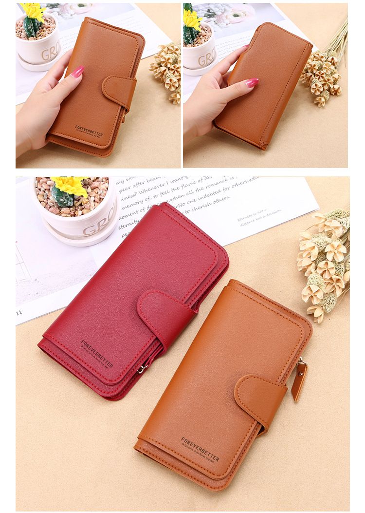 New Long Women's Wallet Buckle Change Bag Soft Card Position Mobile Phone Bag Hand Holding Cross-border Hot ** Hair_voghion.com