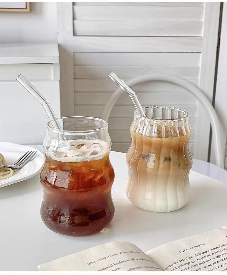 Chubby Dudu Kaffeeglastasse mit Strohhalm im Ins-Stil, für den Haushalt, für Mädchen, hoch aussehend, kaltes Wasser, Milch, Teetasse_voghion.com