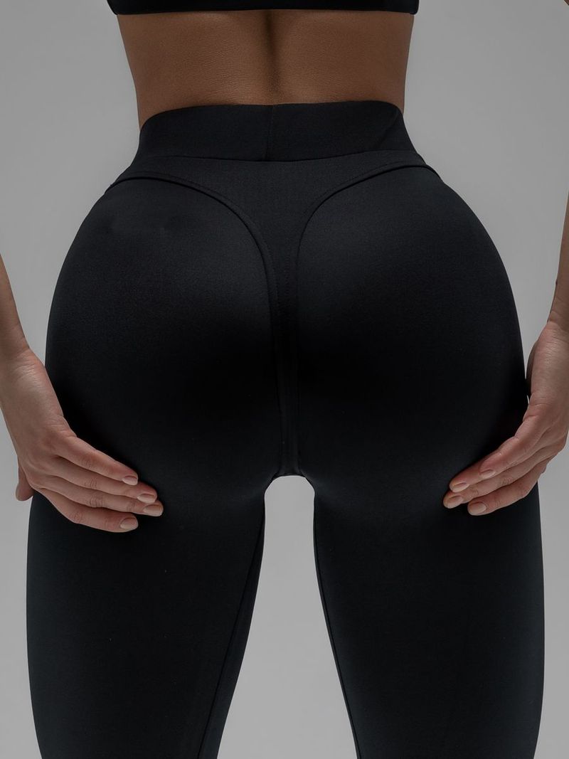 Siyah Seksi Yüksek Bel Buruşuk Tayt Kalın Egzersiz Popo Kaldırma Büyük Beden Tayt Kadınlar İçin Yoga Pantolonu_voghion.com