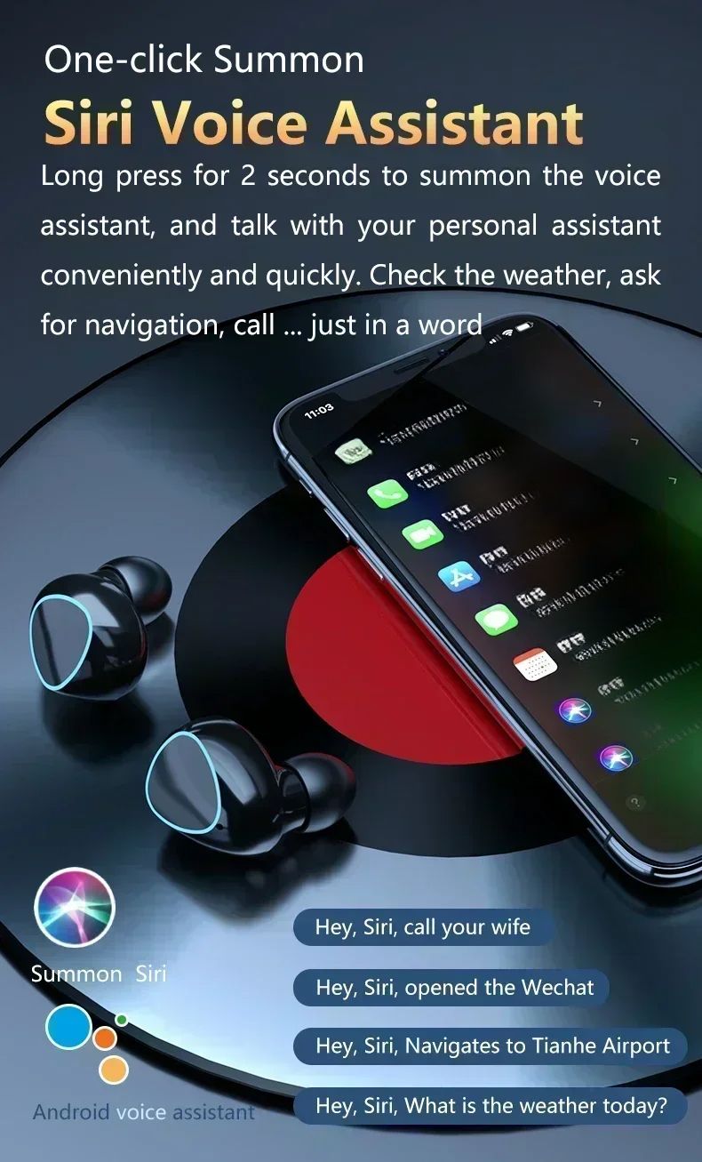 Original M10 Headphones Bluetooth Wireless Earpods Sports Stereo Noise Canceling Headphone Microphone Speaker_voghion.com