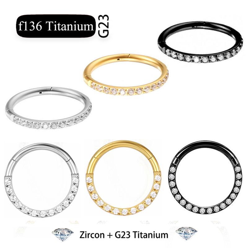 10 pezzi G23 titanio alta qualità zircone pietra segmento alto anelli aperti piccolo piercing setto naso orecchini elica piercing corpo_voghion.com