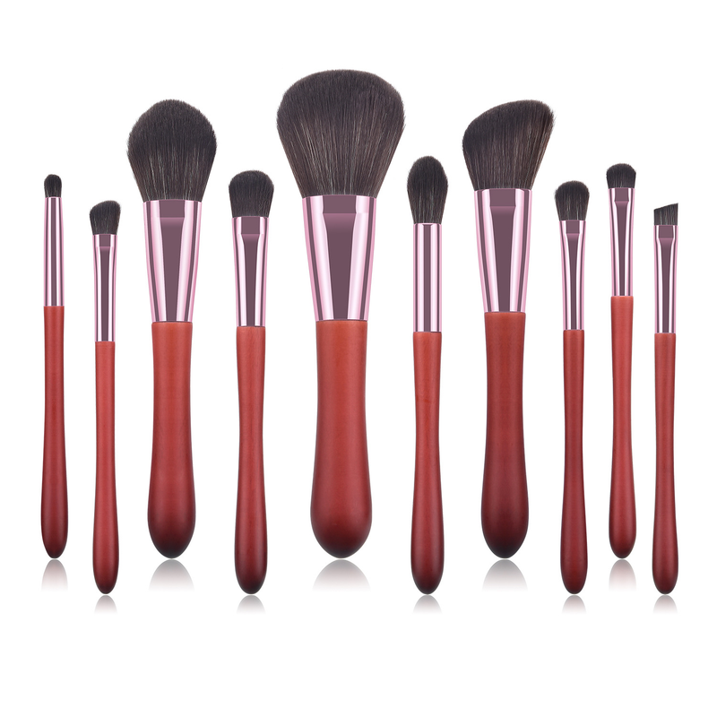 10-delige make-upborstelset, kalebas rode staart, mahoniehouten penseelpunt, blushborstel, schoonheidshulpmiddelen GUJHUI_voghion.com