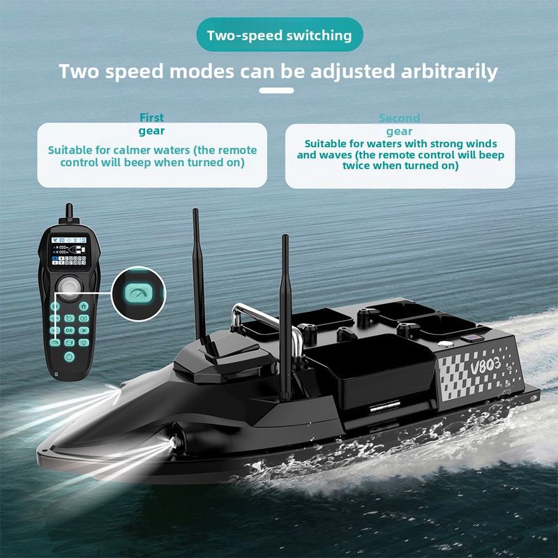 V803GPS New Model Remote Control Boat Electric Four Bait Compartments Dual Antenna 200 Fishing Points With Fish Finder_voghion.com