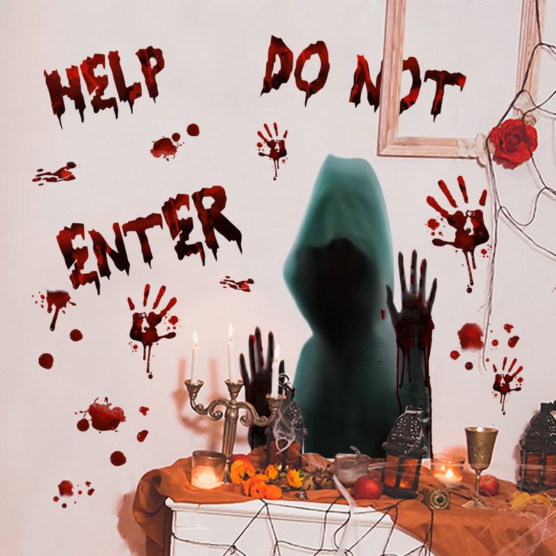 Aufkleber Halloween Blut Handabdruck Fußabdrücke Dekorative Wandaufkleber Fensteraufkleber Wohnzimmer Schlafzimmer Hintergrund Home Dekoration Aufkleber_voghion.com