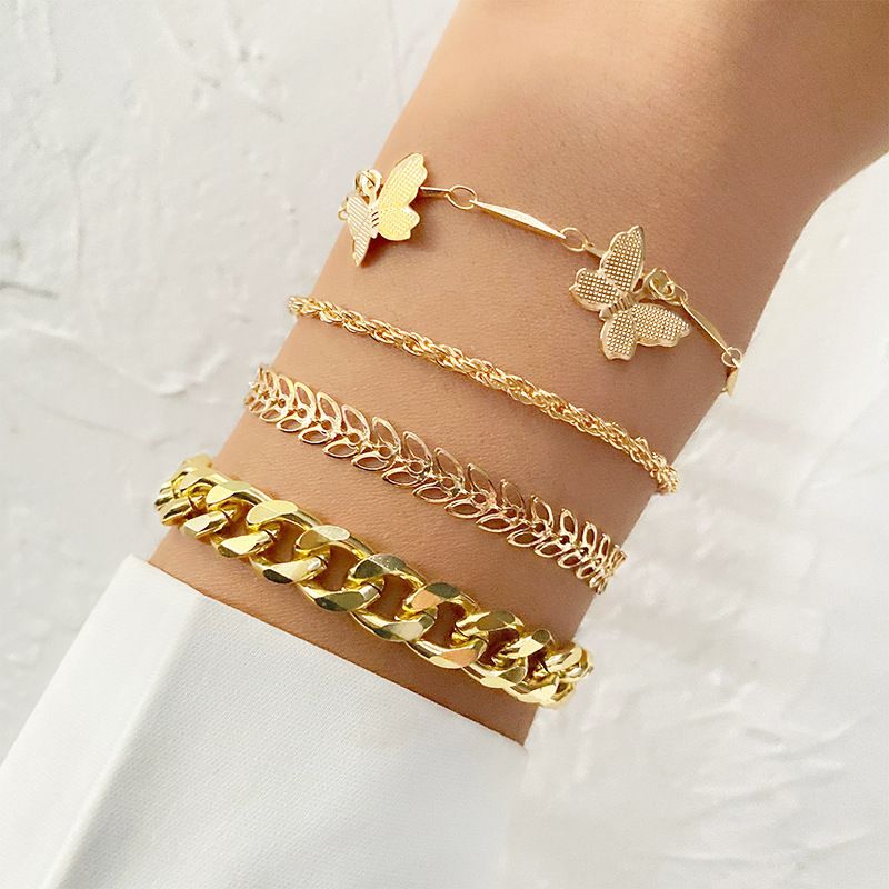 Zubehör Vielseitig geflochten für Frauen Einfaches und einzigartiges Set kubanische Kette eingelegtes Diamantarmband_voghion.com