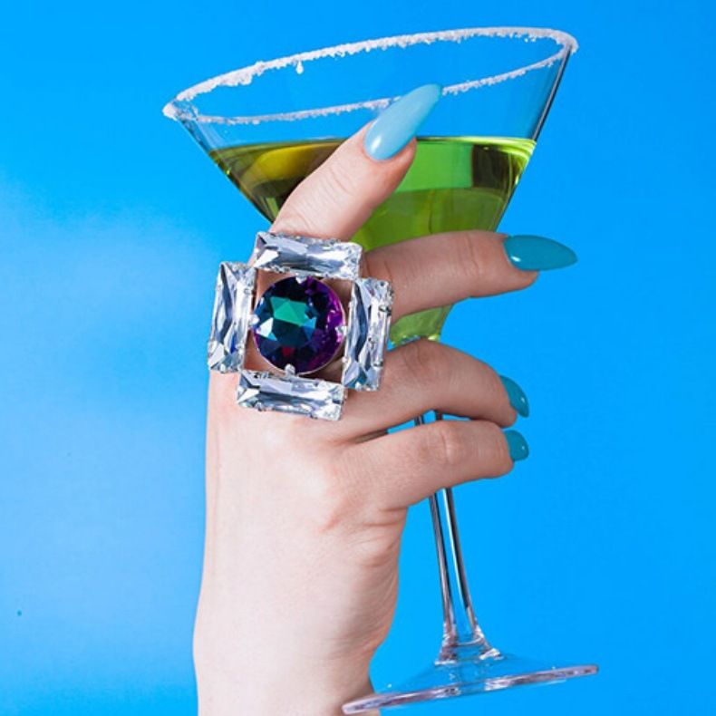 Bague géométrique simple japonaise et coréenne pour femme, niche entièrement en diamant, réglable, strass, bouche ouverte, accessoires_voghion.com