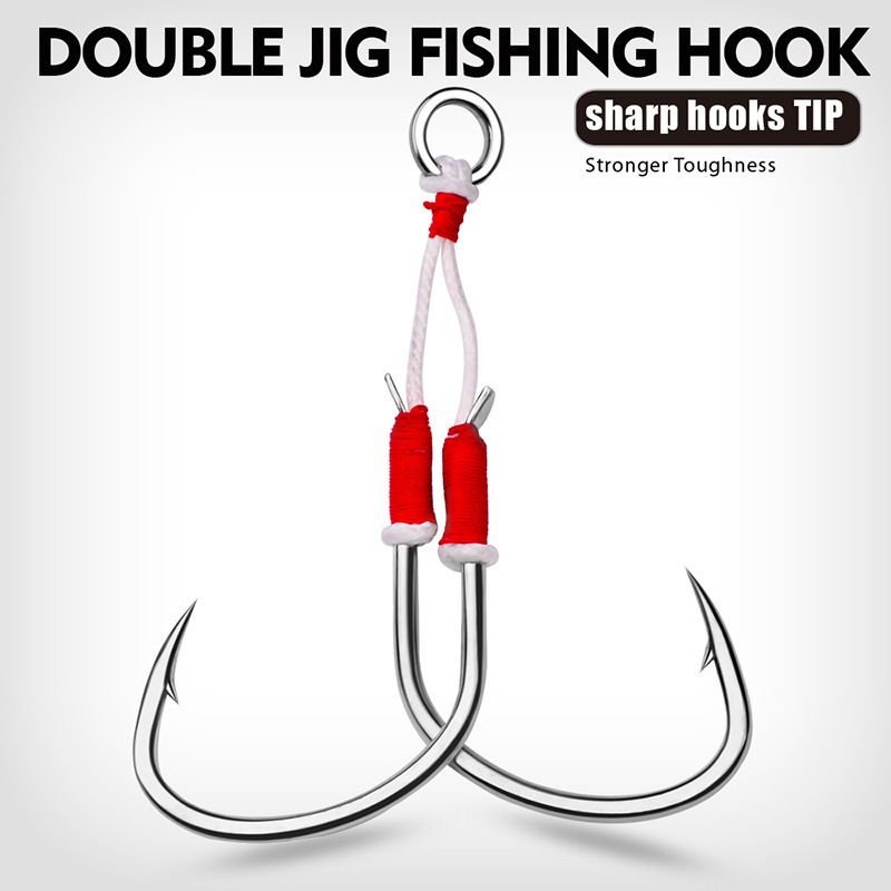 Iron Plate Lure Deep Boat Tuna Double Hair Tying Sea Fishing Assist Jigging Hook_voghion.com