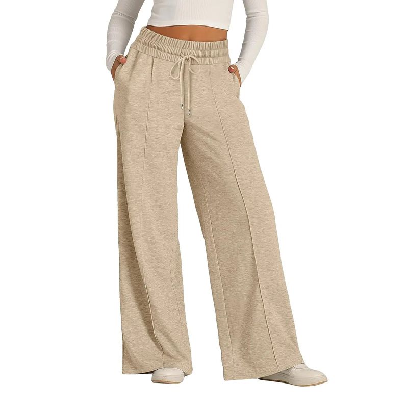 Pantaloni da tuta a vita alta e gamba larga da donna, morbidi jogger in cotone al latte traspirante, pantaloni casual larghi per corsa, yoga e viaggi (S-XXL)_voghion.com