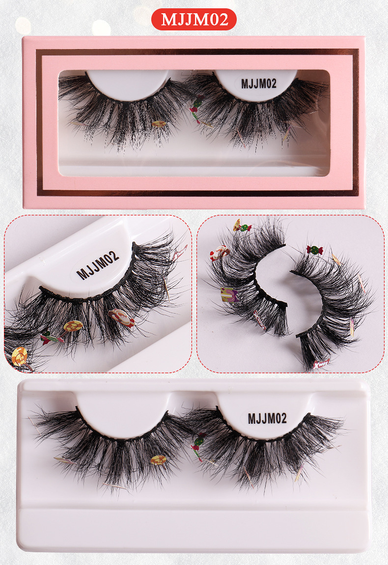 New Mink Hair False 1 Pair Powder Box Natural One Piece Eyelash false eyelashes_voghion.com