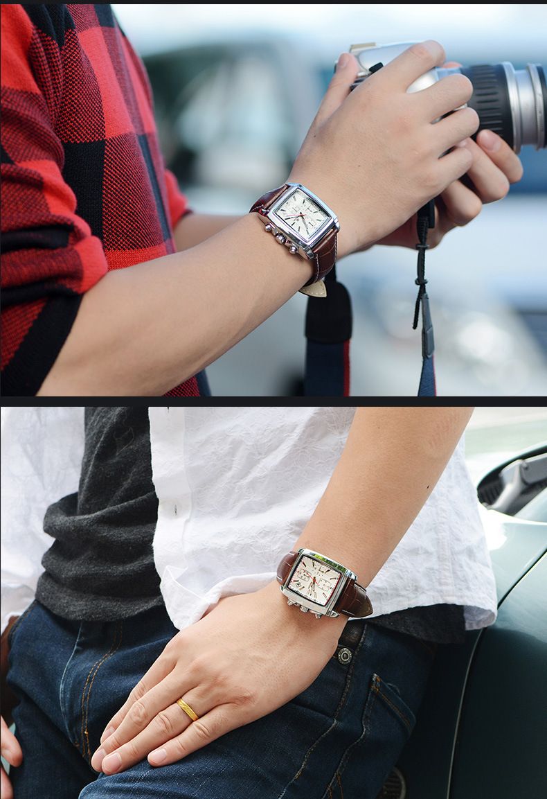 Herren-Sportuhr mit Multifunktion, Leuchtzeigern, Datumsanzeige und 30 m Wasserdichtigkeit – robustes Edelstahlgehäuse und Echtlederarmband_voghion.com