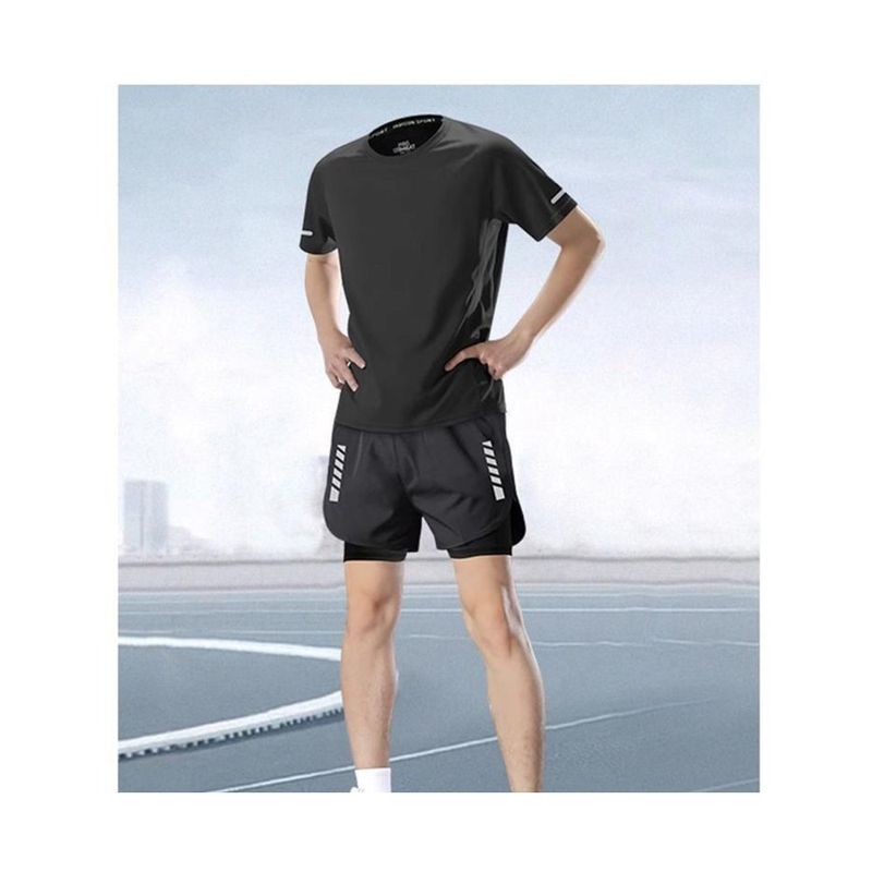 Combinaison de sport pour homme, tenue de marathon, short professionnel d'été à manches courtes, vêtements d'entraînement et de fitness à séchage rapide_voghion.com