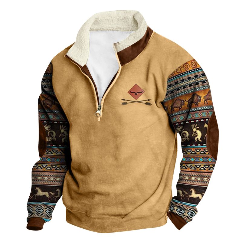 Suitable For All Seasons Spring And Autumn New D203 Men's Long Sleeve Pocketless Button Cardigan Printed Casual Fashion Trend_voghion.com