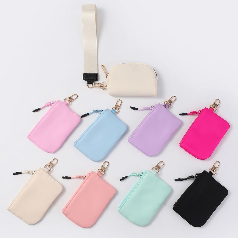 LULU Style Wrist Portable Mini Fashion Color Block Coin Purse Nylon Waterproof Storage Key Bag_voghion.com