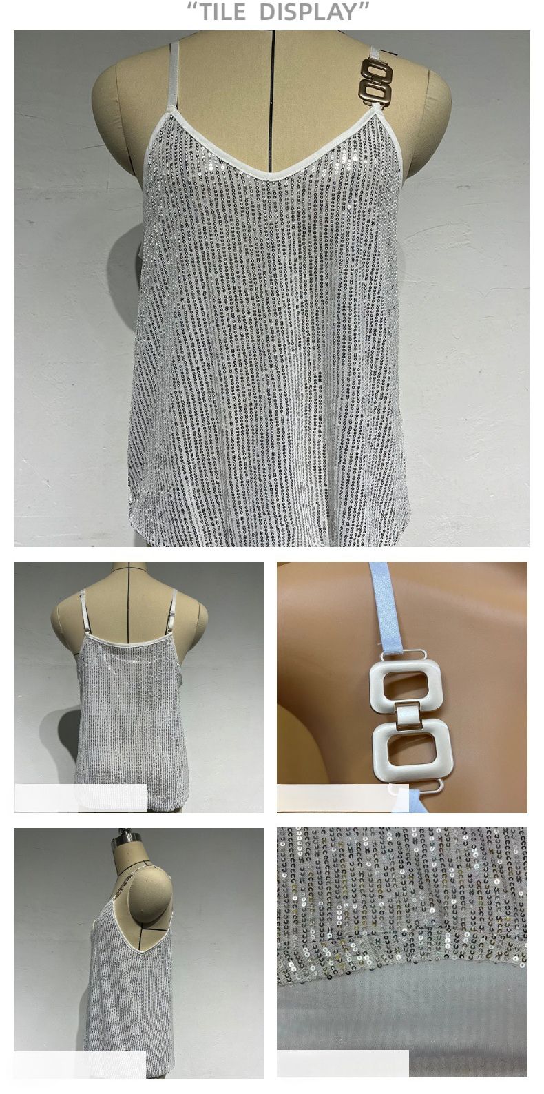 K New Sexy Base Layer To Wear Under Outerwear For Party, Annual Dinner, Suit With Sequin Camisole Vest For Women_voghion.com