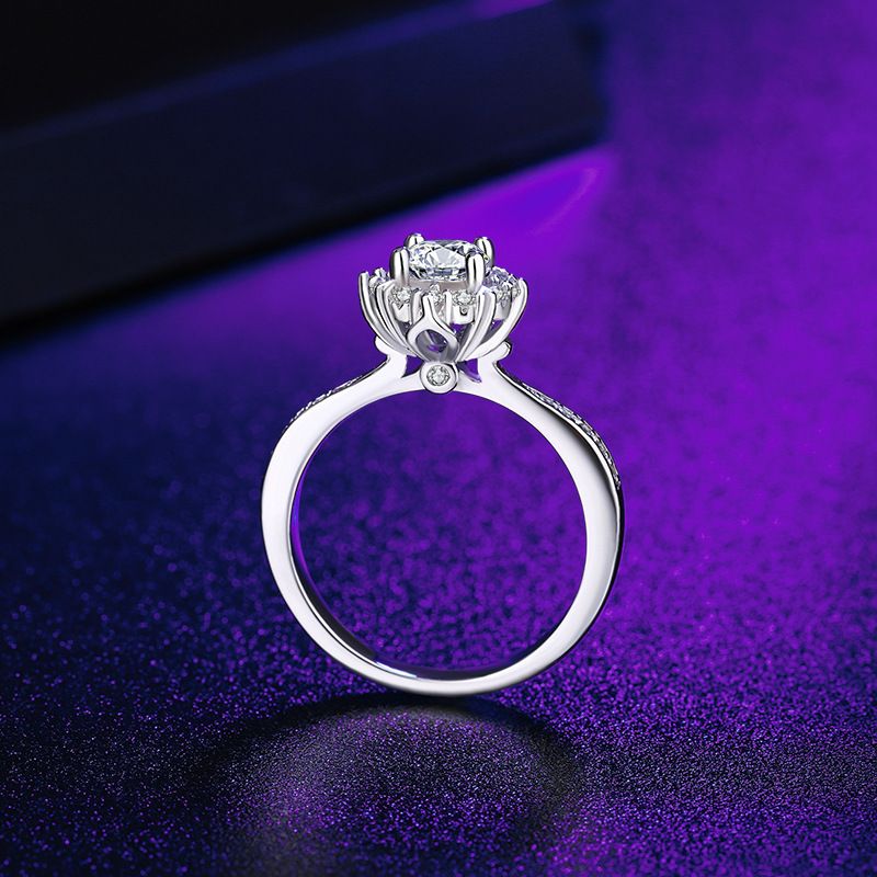 Sterling silver sten klassisk dam high-end hjärta åtta pil Mo Sang diamantring Tiktok livesändning_voghion.com