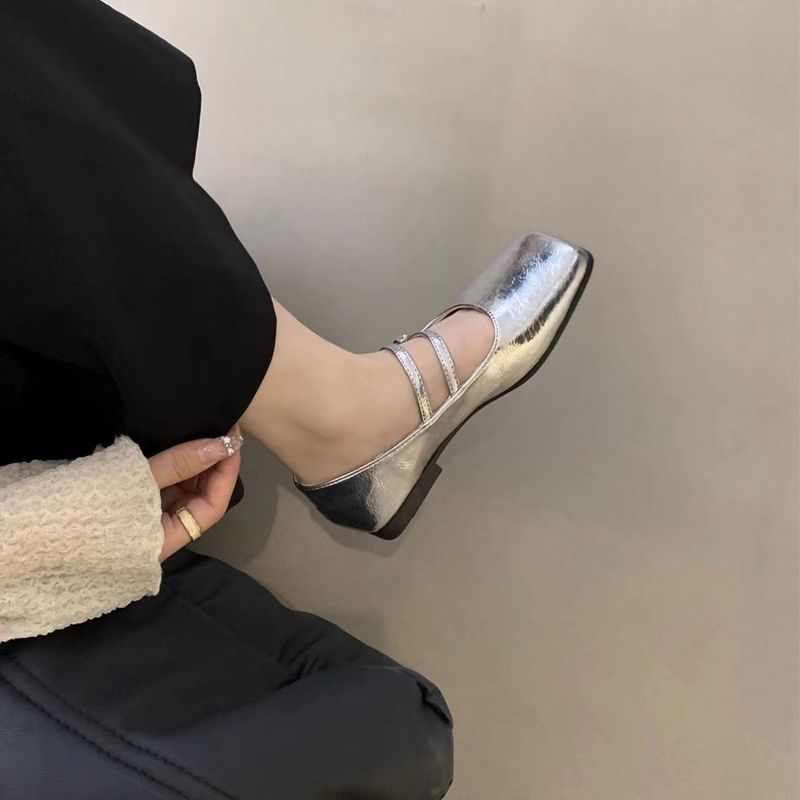 Style Square Toe Shallow Mouth Single For Women 2025 Spring New Korean Version French Elegant Fairy Soft Flat Mary Jane_voghion.com