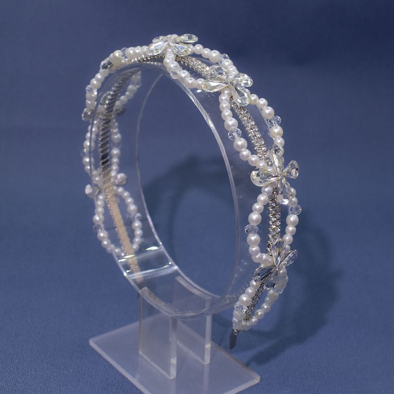 Fascia per capelli da sposa fatta a mano con perle e cristalli, accessori per capelli, copricapo con strass_voghion.com