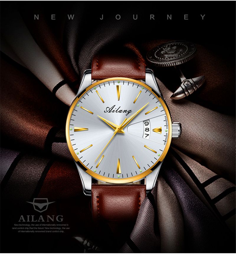 AILANG Brand New Business Mens Mechanical Watch Luxury Stainless Steel Waterproof Calendar Fashion Automatic Watches Mens Clock_voghion.com