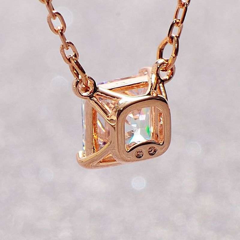 Square Silver Single Diamond Necklace Female Element Crystal Clavicle Necklace Female Distribution_voghion.com