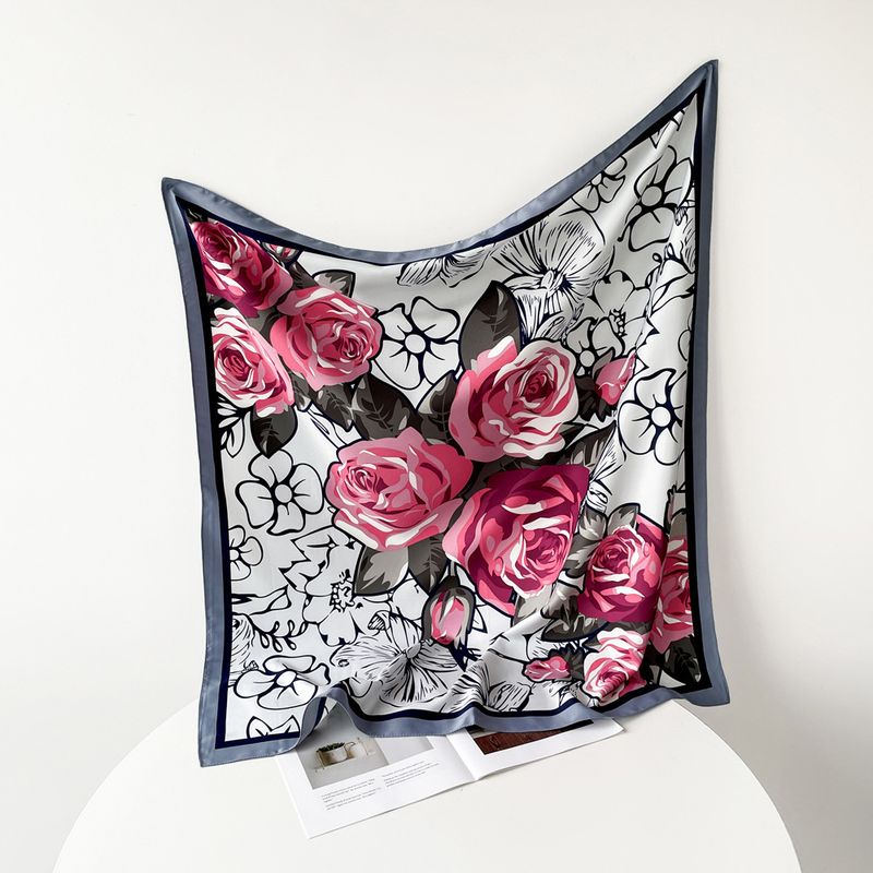 2024 Neuer, 90 cm langer Seidenschal mit Rosen-Design, edler und eleganter weicher, quadratischer Schal als Geschenk für die Schwiegermutter_voghion.com