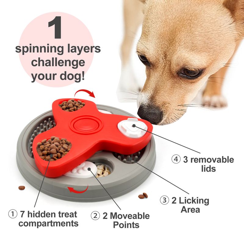 Neu Haustier Langsam Anti-Choke Katze Hund Schüssel Puzzle Feeder Rotierenden Fütterung Gericht Spielzeug_voghion.com
