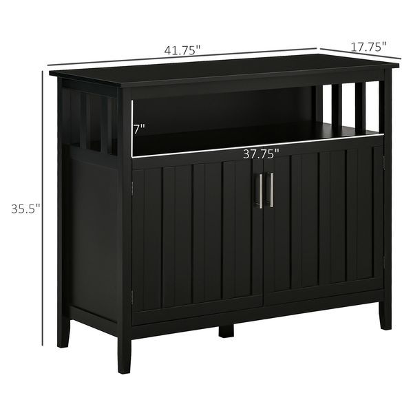 HOMCOM Kitchen Sideboard Buffet Cabinet With 2 Doors Adjustable Shelves For Entryway Living Room Black_voghion.com