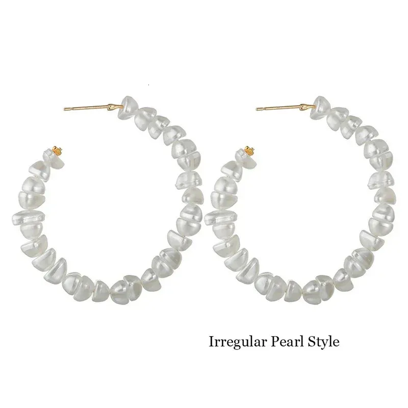 5 Style Pearl Large Hoops Earrings Round Loop Earring For Women Weding Creole Jewelry Pendientes Aros 251013_voghion.com
