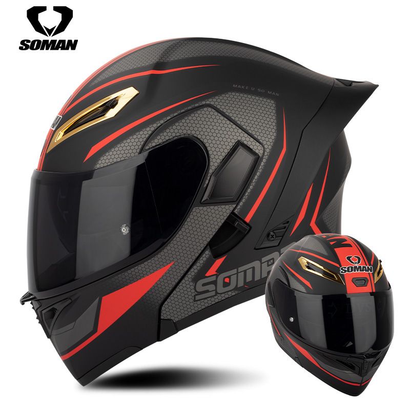 Nuovo casco da motociclista SOMAN, casco integrale da ciclista, casco con doppia lente, casco peeling SM955S aggiornato con pellicola a colori_voghion.com
