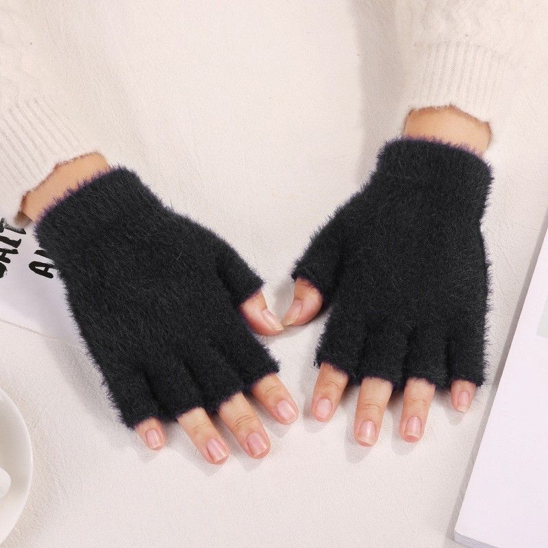 Bestseller: Klassische Halbfinger-Klappmütze, warm, für Herbst und Winter, fingerlos, zum Reiten, Schreiben, einteilig, Dropshipping, Plüsch_voghion.com