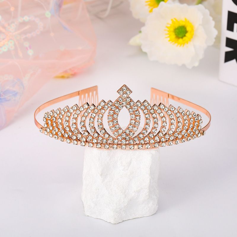 Corona per copricapo da sposa Accessori per capelli in metallo con strass Accessori per abito da sposa Cerchietto Corona_voghion.com