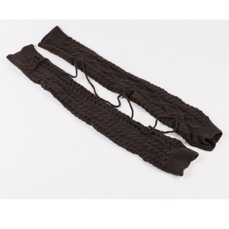Langer gestrickter Beinschutz mit Florsockenriemen, warmer Fußschutz_voghion.com